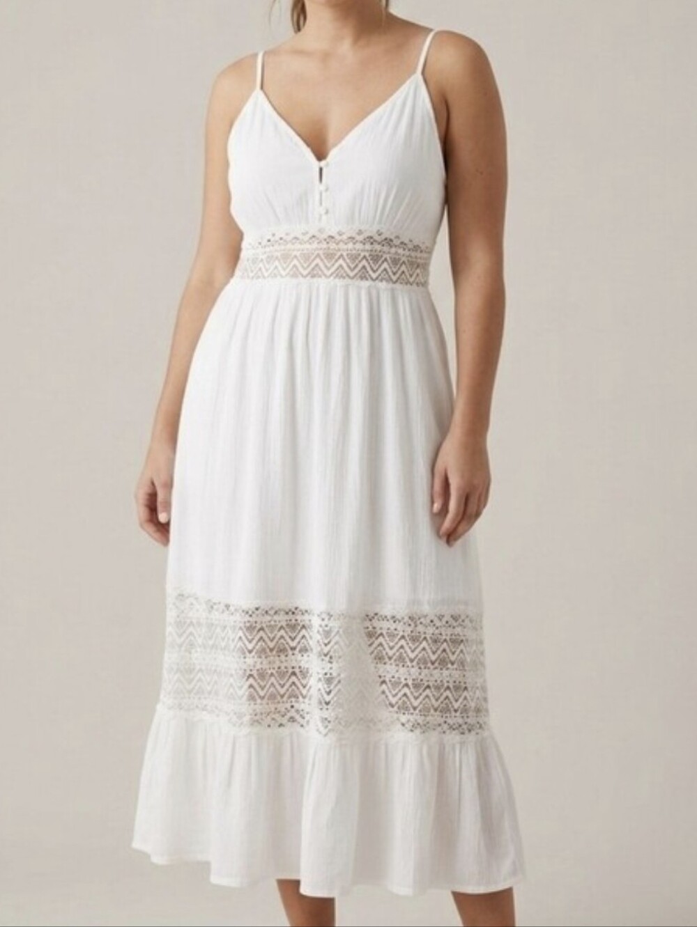 Garage White Maxi Dress with Lace Insets